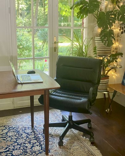 Fauteui de Bureau en cuir Ajustable Année 90