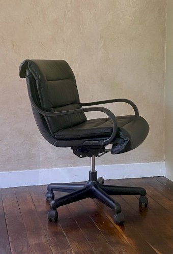 Fauteui de Bureau en cuir Ajustable Année 90