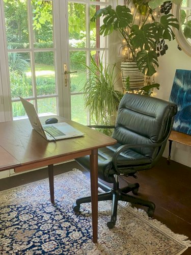 Fauteui de Bureau en cuir Ajustable Année 90