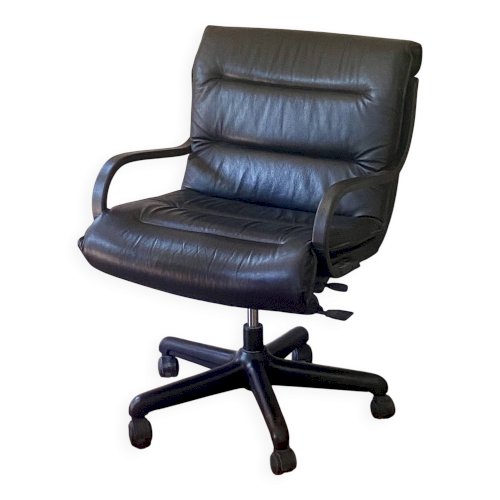 Fauteui de Bureau en cuir Ajustable Année 90