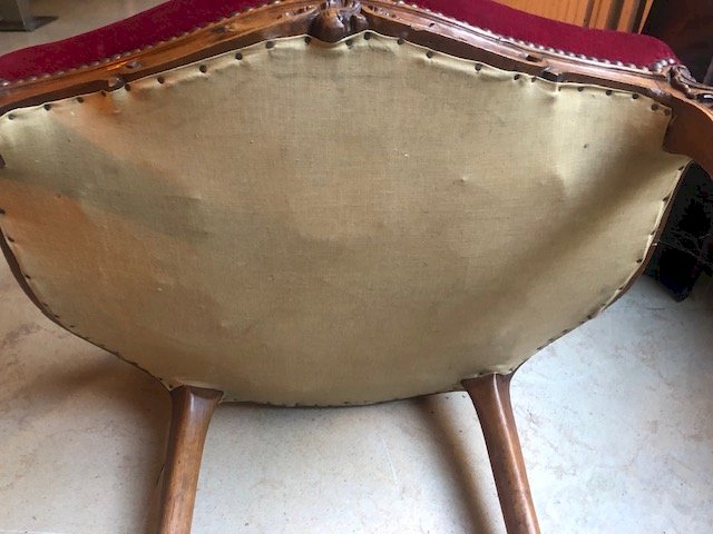 fauteuil bois et velours style Louis XV