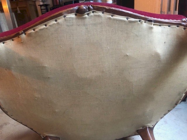 fauteuil bois et velours style Louis XV