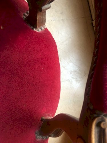 fauteuil bois et velours style Louis XV