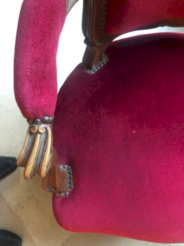 fauteuil bois et velours style Louis XV