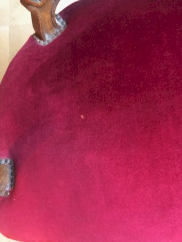 fauteuil bois et velours style Louis XV