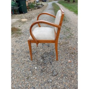 Fauteuil Bridge Hétre et Skai Beige