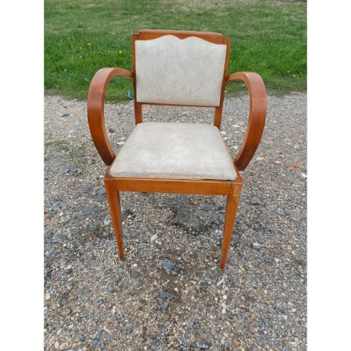 Fauteuil Bridge Hétre et Skai Beige