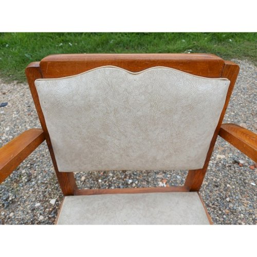 Fauteuil Bridge Hétre et Skai Beige