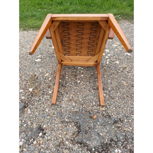 Fauteuil Bridge Hétre et Skai Beige