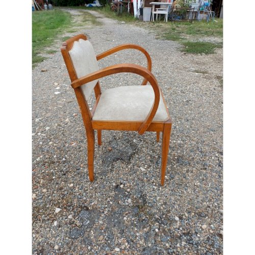 Fauteuil Bridge Hétre et Skai Beige