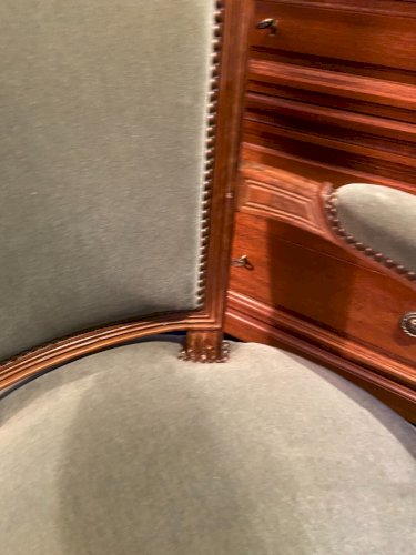 Fauteuil cabriolet velours vert d'époque XVIIIe Louis XVI