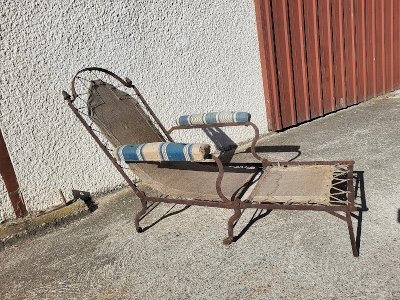 FAUTEUIL CHAISE LONGUE PLIANTE DE CAMPAGNE EMPIRE DU XIX ème SIECLE