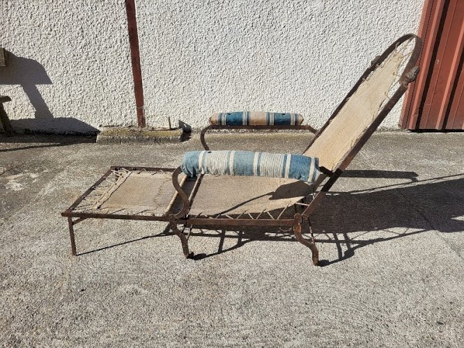 FAUTEUIL CHAISE LONGUE PLIANTE DE CAMPAGNE EMPIRE DU XIX ème SIECLE