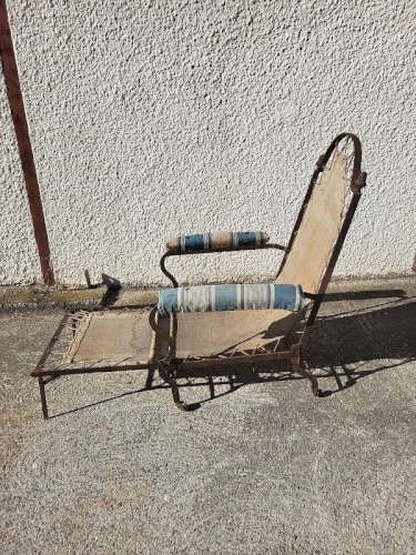 FAUTEUIL CHAISE LONGUE PLIANTE DE CAMPAGNE EMPIRE DU XIX ème SIECLE