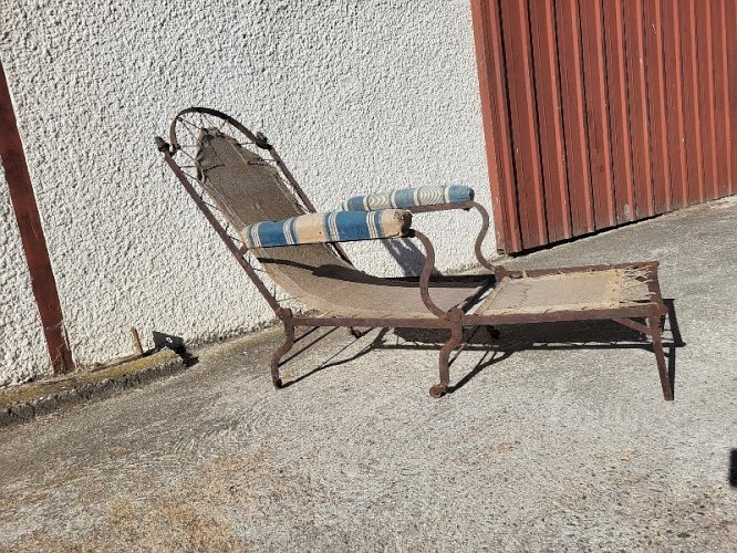 FAUTEUIL CHAISE LONGUE PLIANTE DE CAMPAGNE EMPIRE DU XIX ème SIECLE