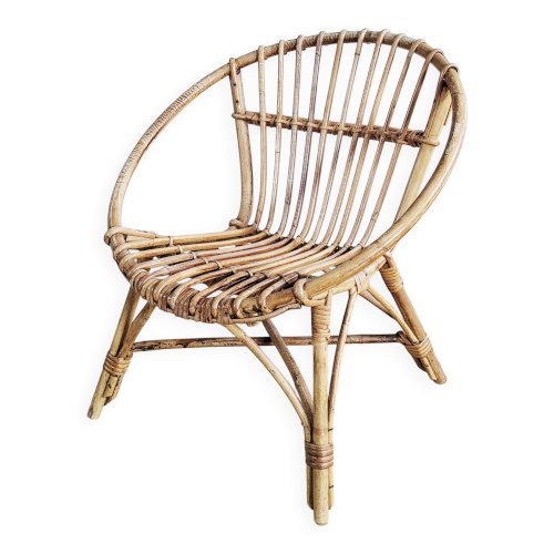 Fauteuil coquille en rotin pour enfant