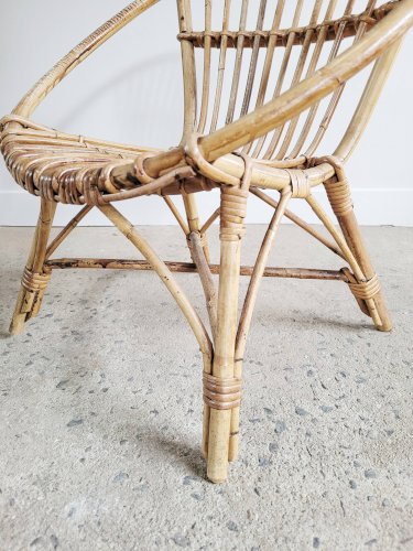 Fauteuil coquille en rotin pour enfant