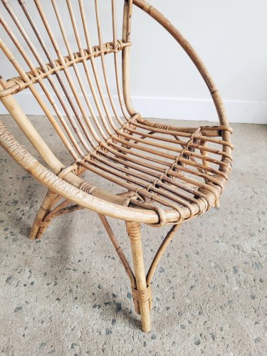Fauteuil coquille en rotin pour enfant