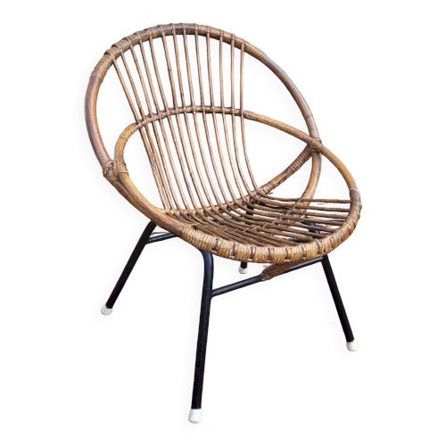Fauteuil coquille en rotin