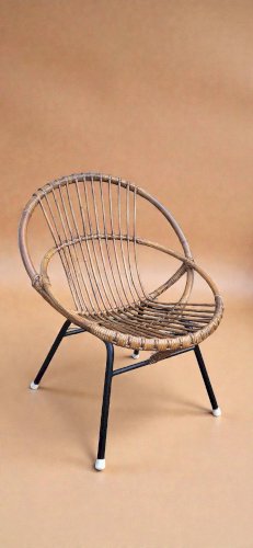 Fauteuil coquille en rotin