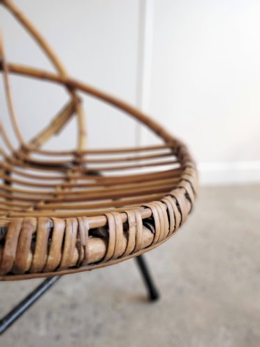 Fauteuil coquille en rotin