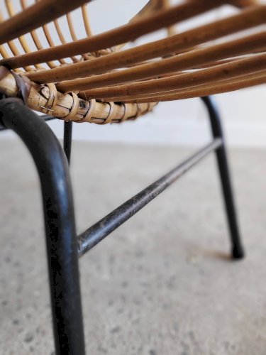 Fauteuil coquille en rotin