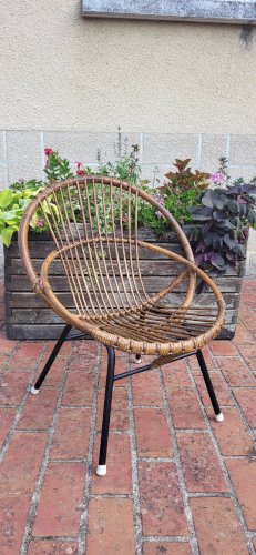Fauteuil coquille rotin