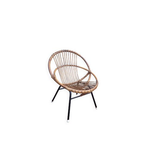 Fauteuil coquille rotin