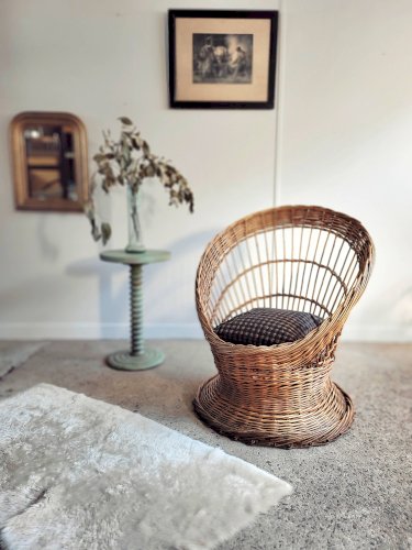 Fauteuil corbeille en osier