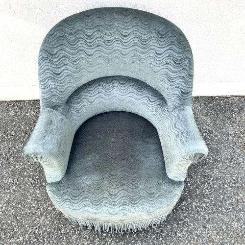 Fauteuil crapaud bleu pétrole