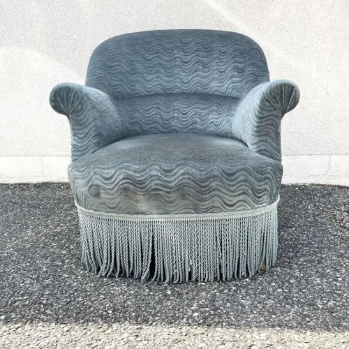Fauteuil crapaud bleu pétrole