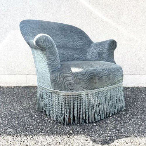 Fauteuil crapaud bleu pétrole