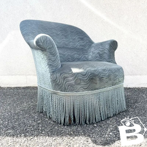 Fauteuil crapaud bleu pétrole