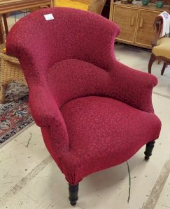 FAUTEUIL CRAPAUD Rouge Rose Dossier Tissu Mobilier  9,5MAG 15/02