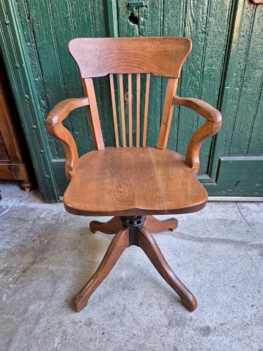 FAUTEUIL DE BUREAU AMERICAIN EN CHENE REGLABLE 1950
