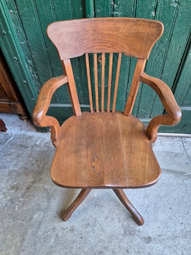 FAUTEUIL DE BUREAU AMERICAIN EN CHENE REGLABLE 1950