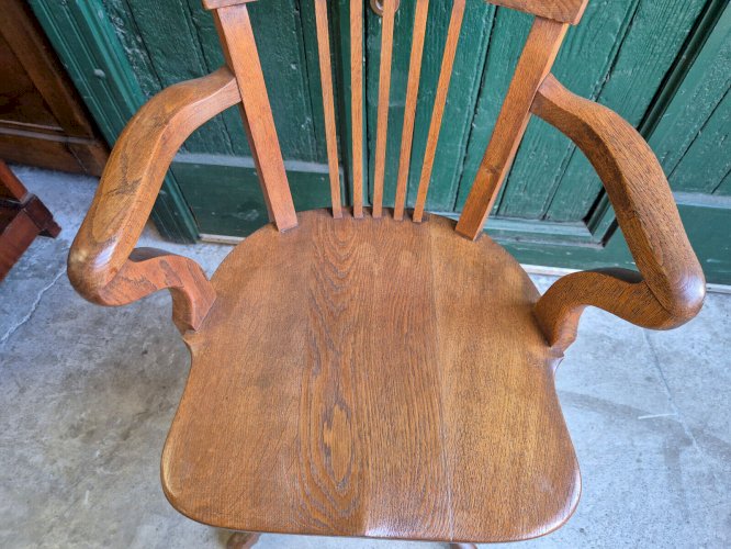 FAUTEUIL DE BUREAU AMERICAIN EN CHENE REGLABLE 1950