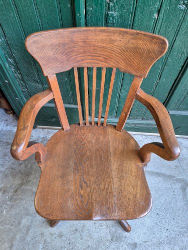 FAUTEUIL DE BUREAU AMERICAIN EN CHENE REGLABLE 1950