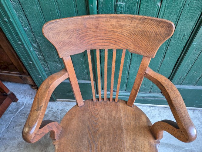 FAUTEUIL DE BUREAU AMERICAIN EN CHENE REGLABLE 1950