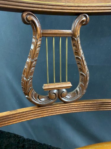 Fauteuil de bureau Regency accotoirs en crosses dossier lyre assise cuir