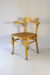 Fauteuil de bureau Thonet N°6150 de 1911, assise bois en selle - Bugholtz -