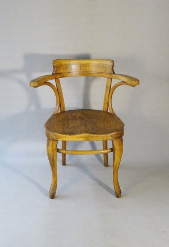 Fauteuil de bureau Thonet N°6150 de 1911, assise bois en selle - Bugholtz -