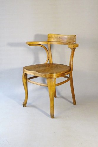 Fauteuil de bureau Thonet N°6150 de 1911, assise bois en selle - Bugholtz -