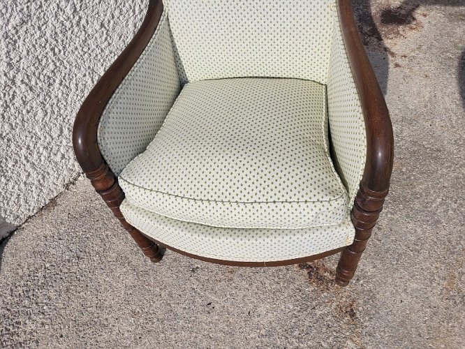 FAUTEUIL EMPIRE EN NOYER FONCE DU XIX ème SIECLE N° 11