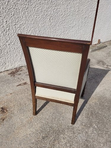 FAUTEUIL EMPIRE EN NOYER FONCE DU XIX ème SIECLE N° 11