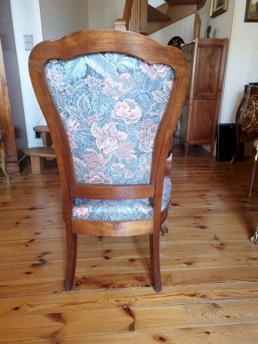 Fauteuil en mérisier époque Louis-Philippe vers 1840, retapissé venez de Lyon Clermont-ferrand