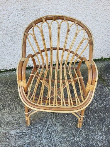 FAUTEUIL EN ROTIN 1960