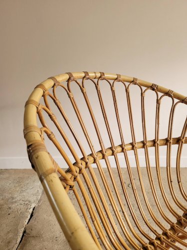 Fauteuil en rotin vintage