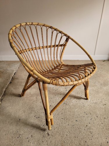 Fauteuil en rotin vintage