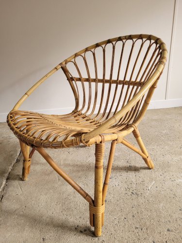 Fauteuil en rotin vintage